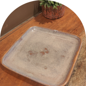 square ceramic dinner plate brown